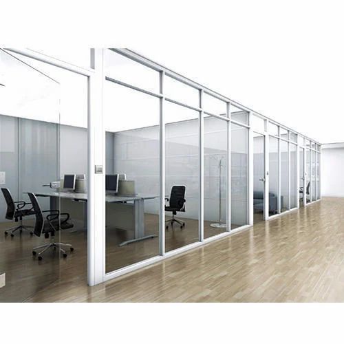 Plain Aluminium Glass Door Partition