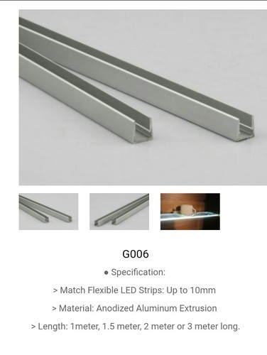 Indian ExtrusionsN ALUMINIUM Glass Shelf LED Profile, 12 mm