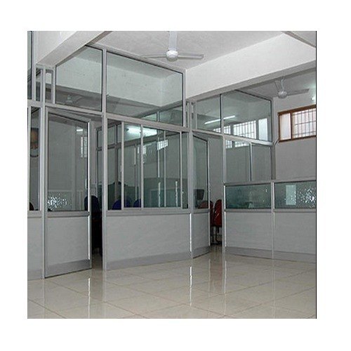 Aluminium, Glass Hinged Aluminium Door Partition, For Office